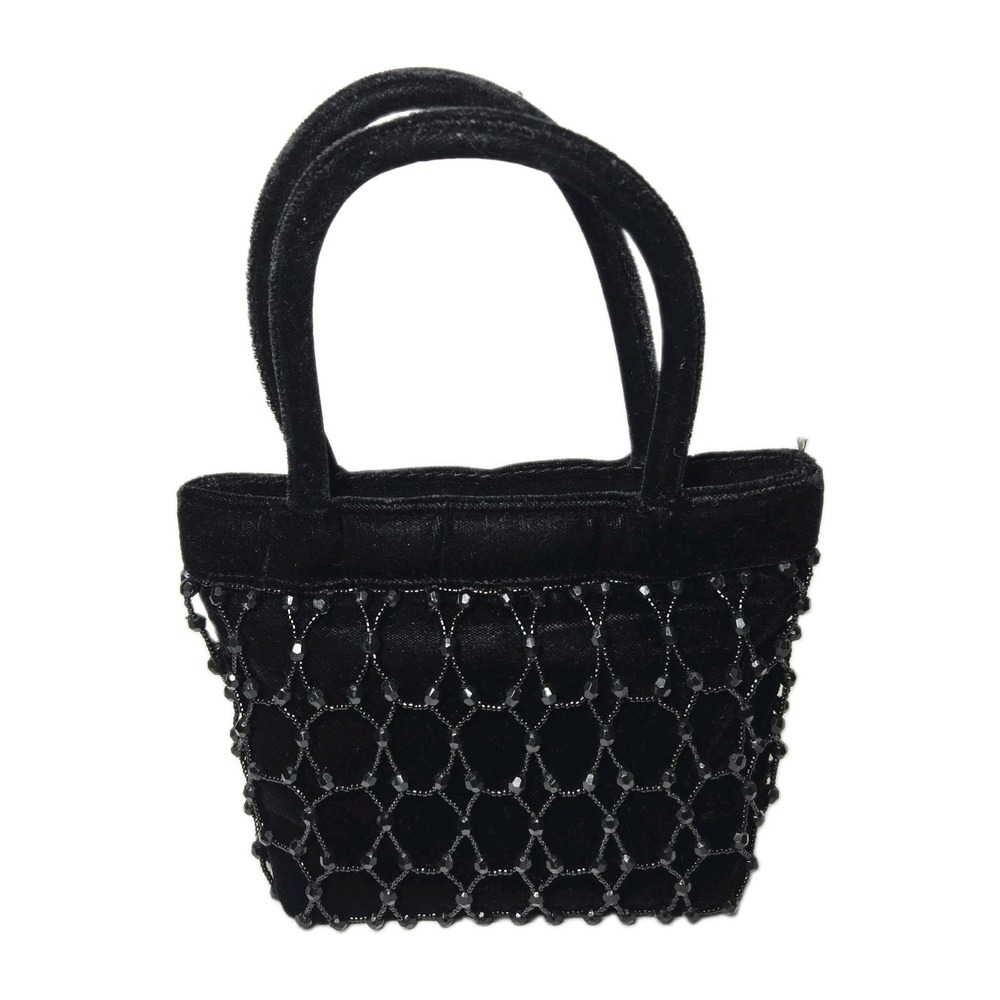Vintage Hillard Hanson Velvet Beaded Handbag Small Black Special Occasion Prom